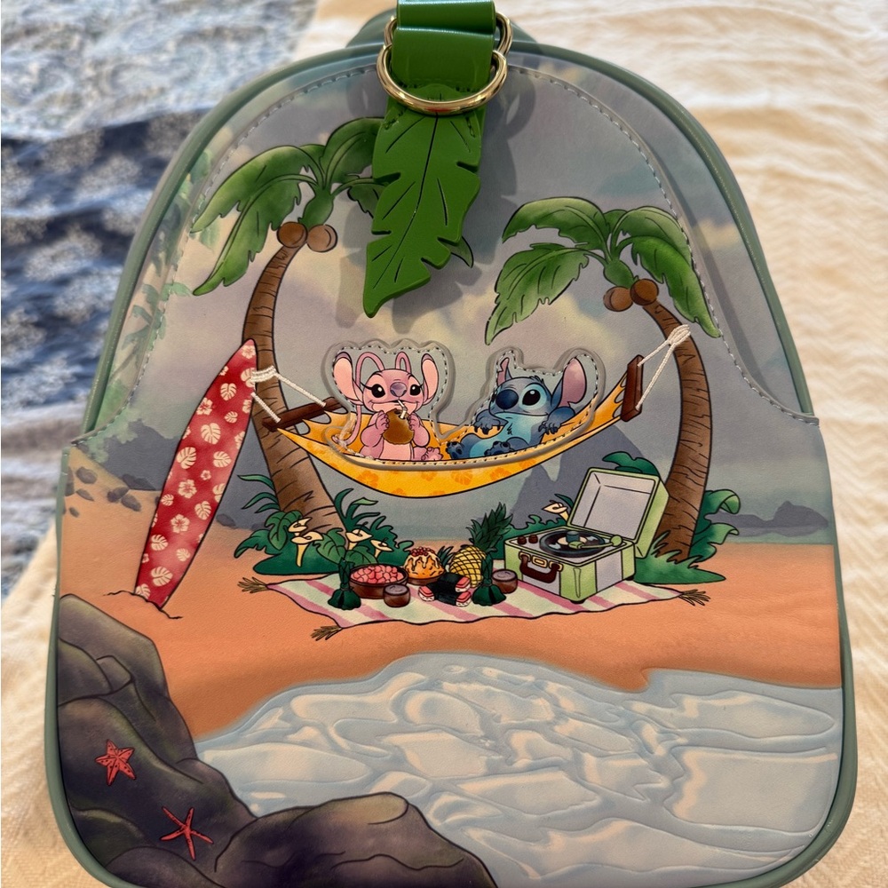 Disney Stitch and Angel Tropical Backpack - Green and Multicolor